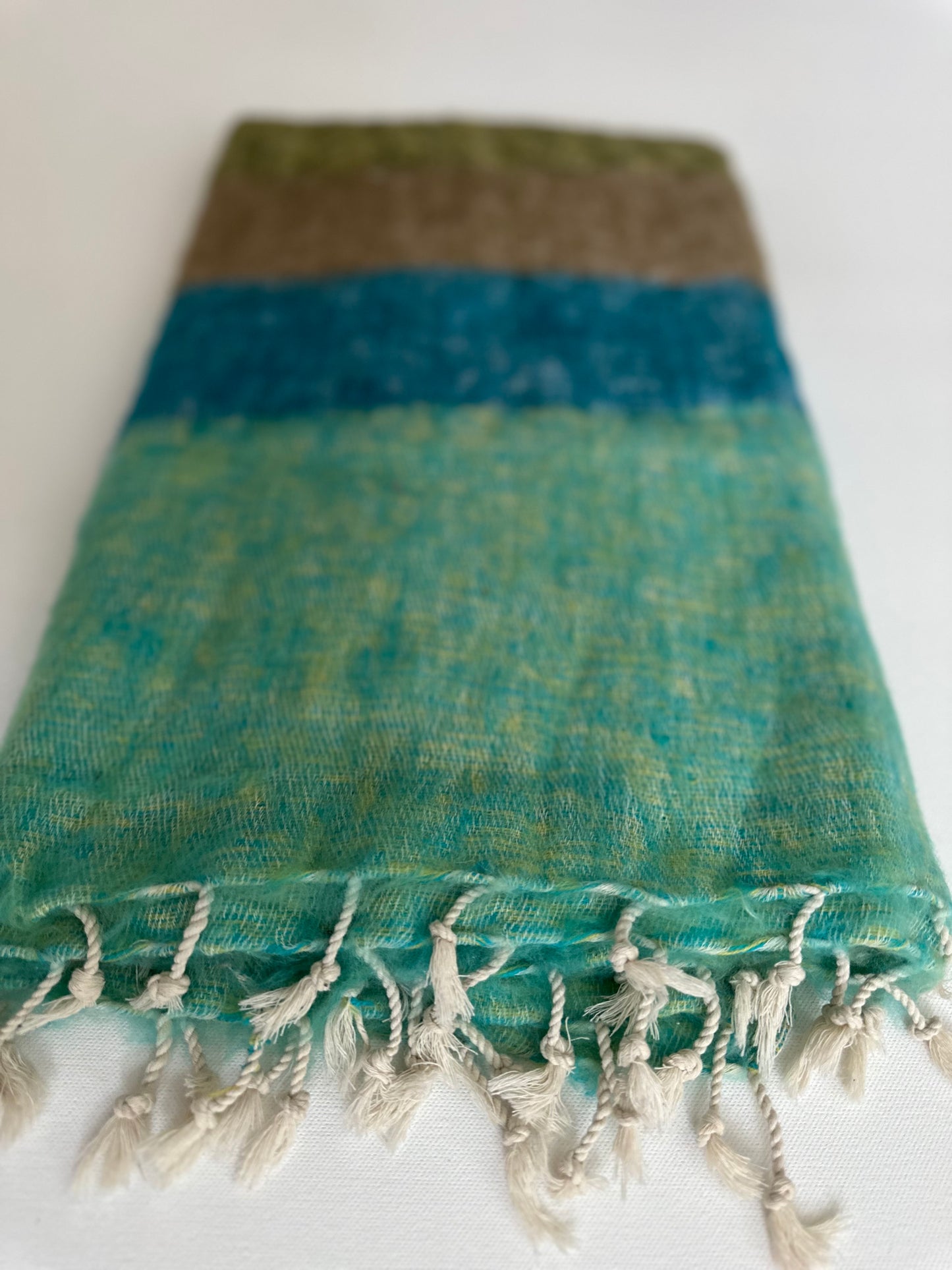 Omslagdoek yak wol - groen blauw bruin