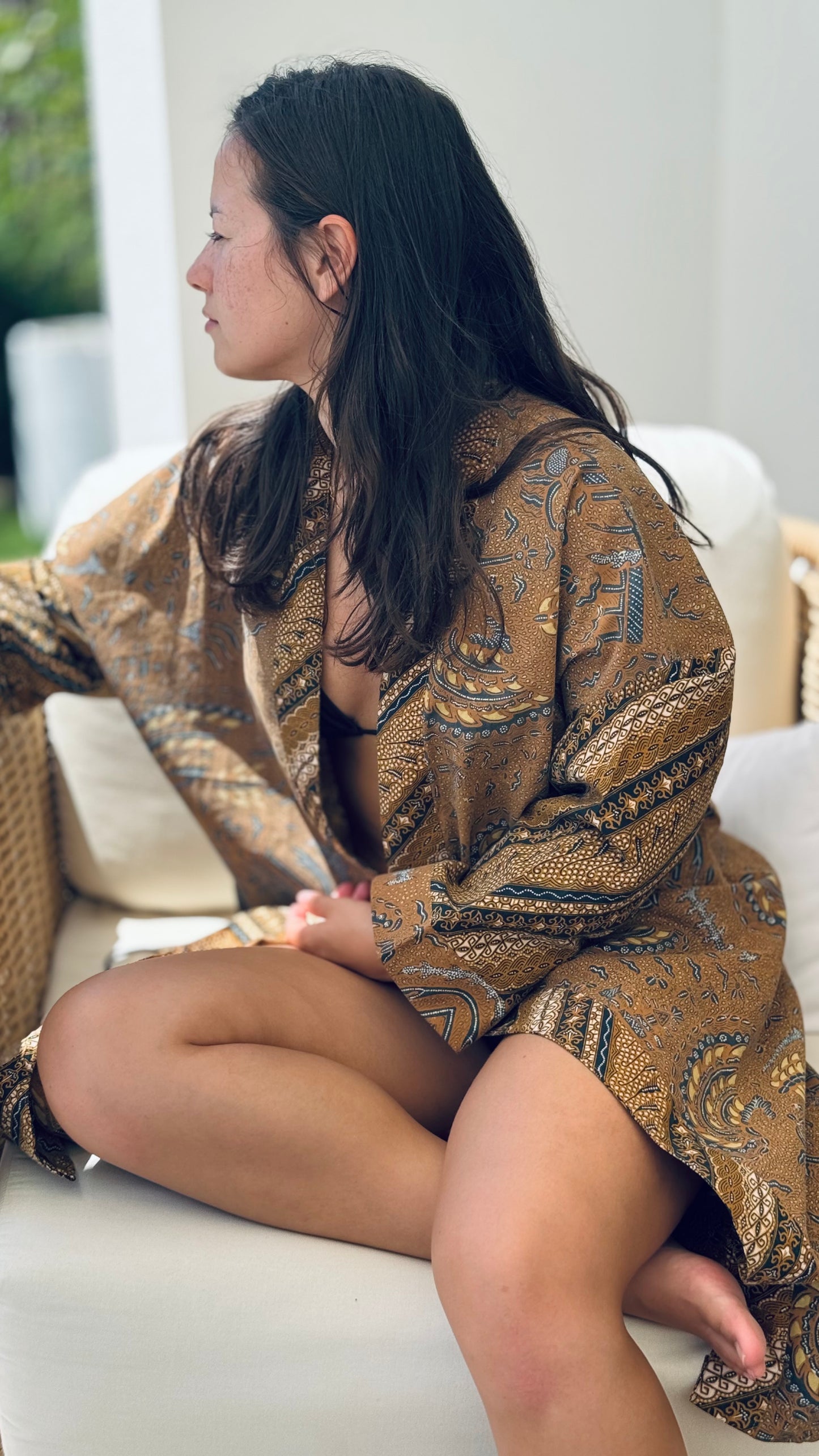 Santai Solo Kimono - Brown Batik