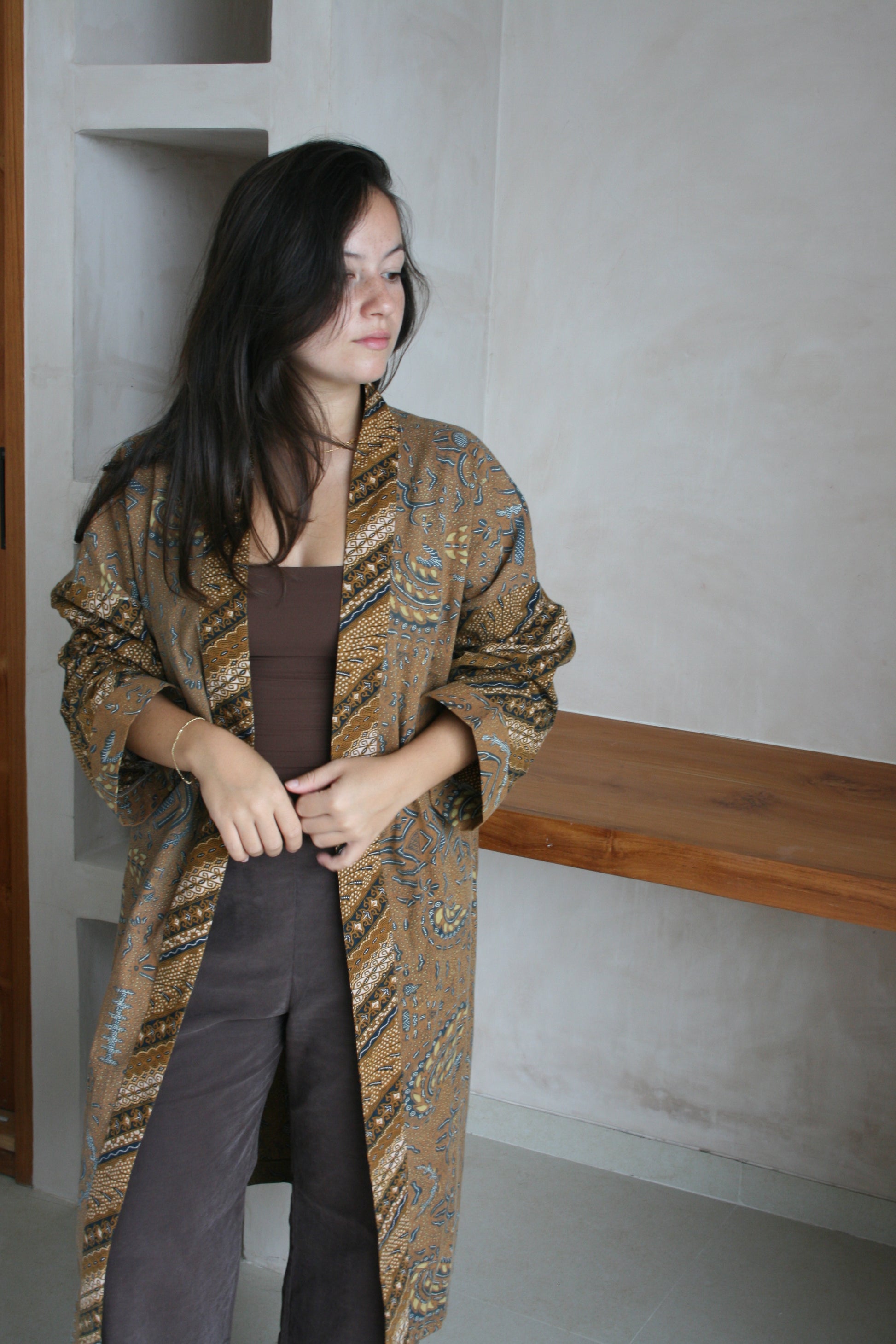 Santai Solo Kimono - Brown Batik